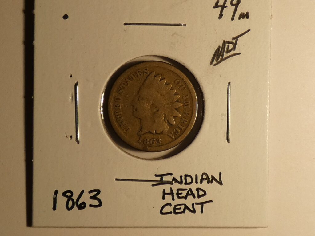 Indian Head Cent 1863 Coin Image