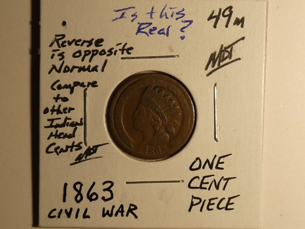 1863 Civil War One Cent Piece Image