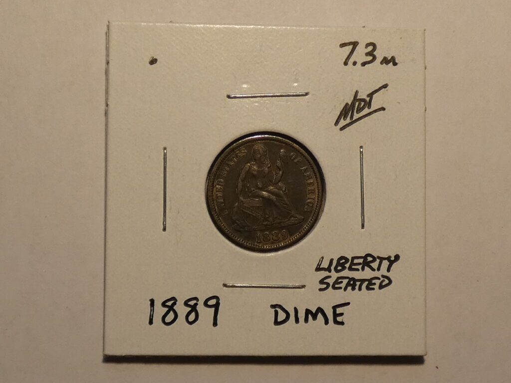 1889 Liberty Seated Dime coin.