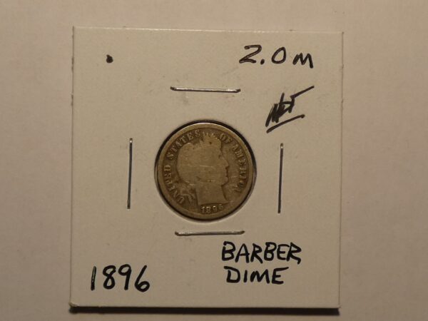 1896 Barber Dime coin, United States of America.