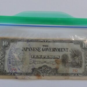 Japanese Government ten peso banknote in plastic bag.