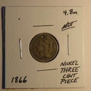 1866 US nickel three cent piece.