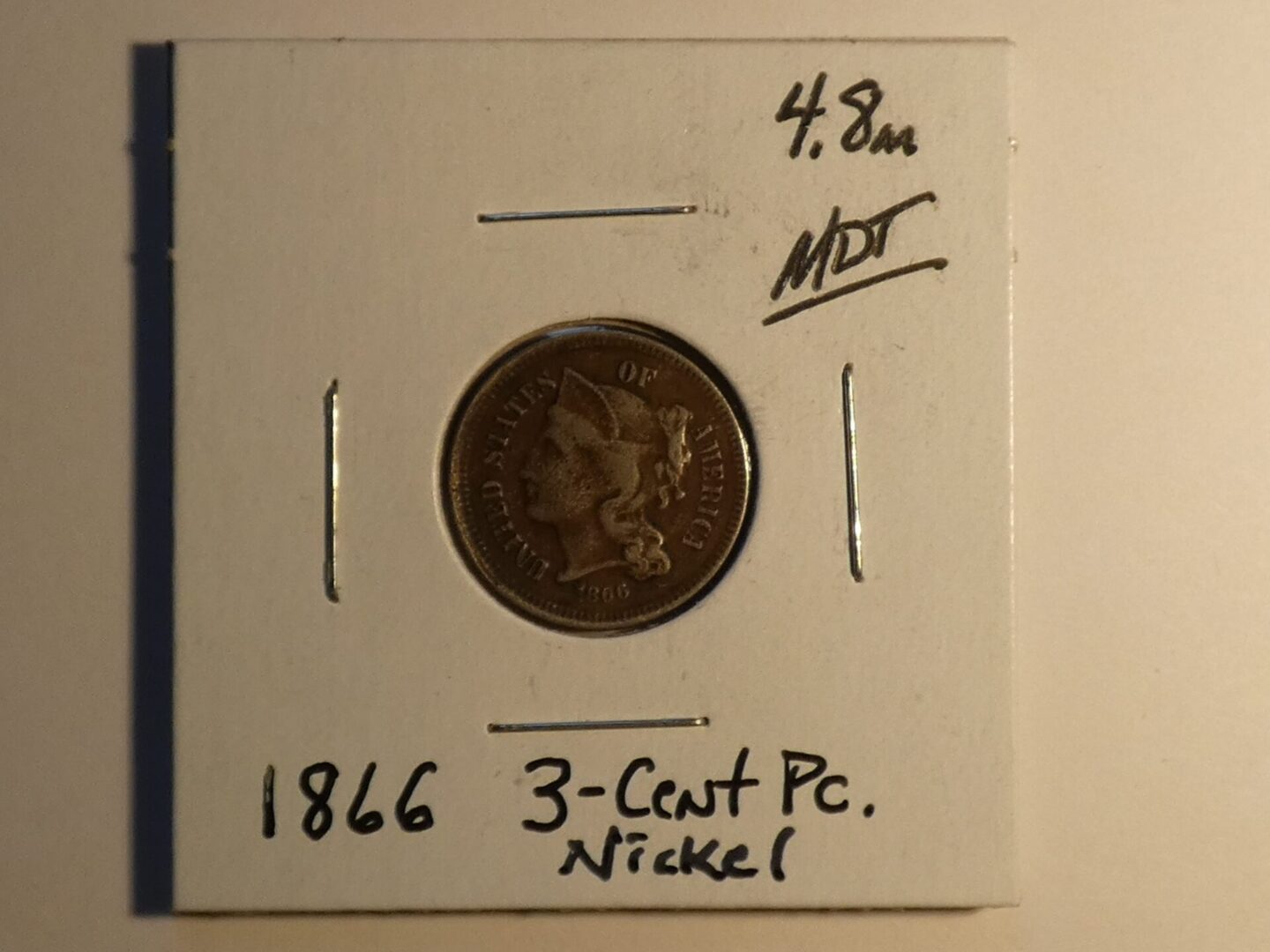 1866 3-cent piece nickel coin.