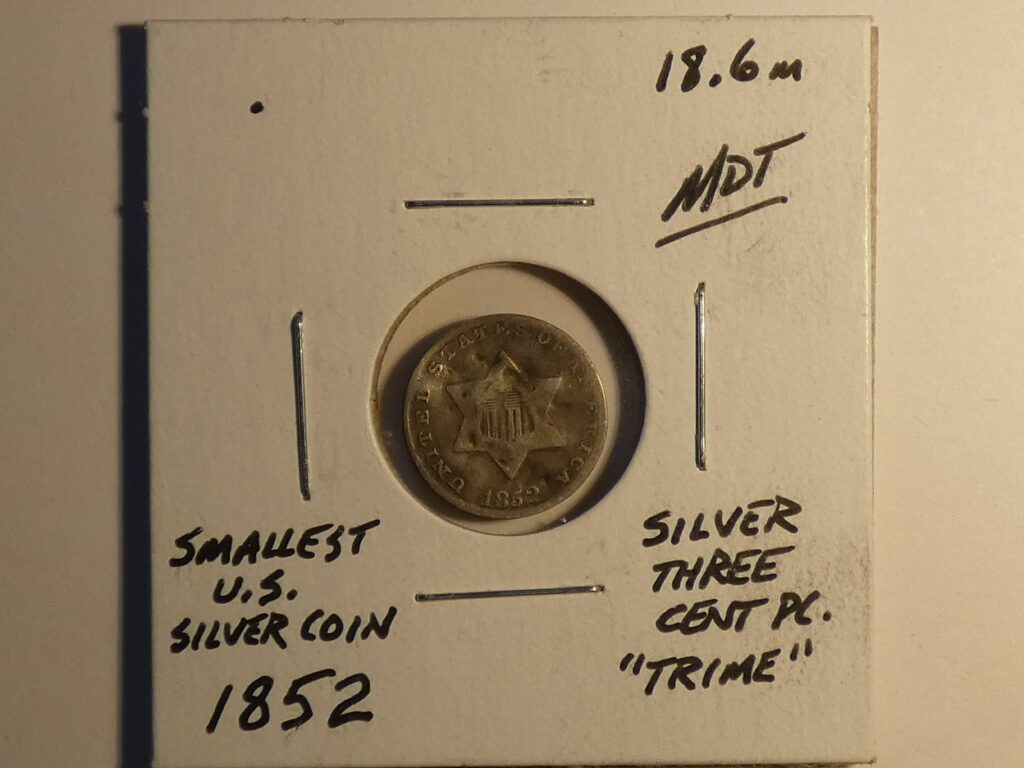 1852 Three Cent Piece Made of Silver Trime