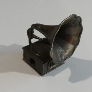 Vintage metal gramophone pencil sharpener.