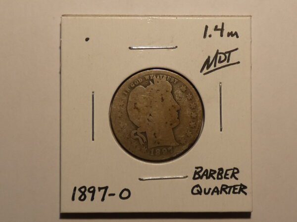 1897 Barber quarter coin obverse