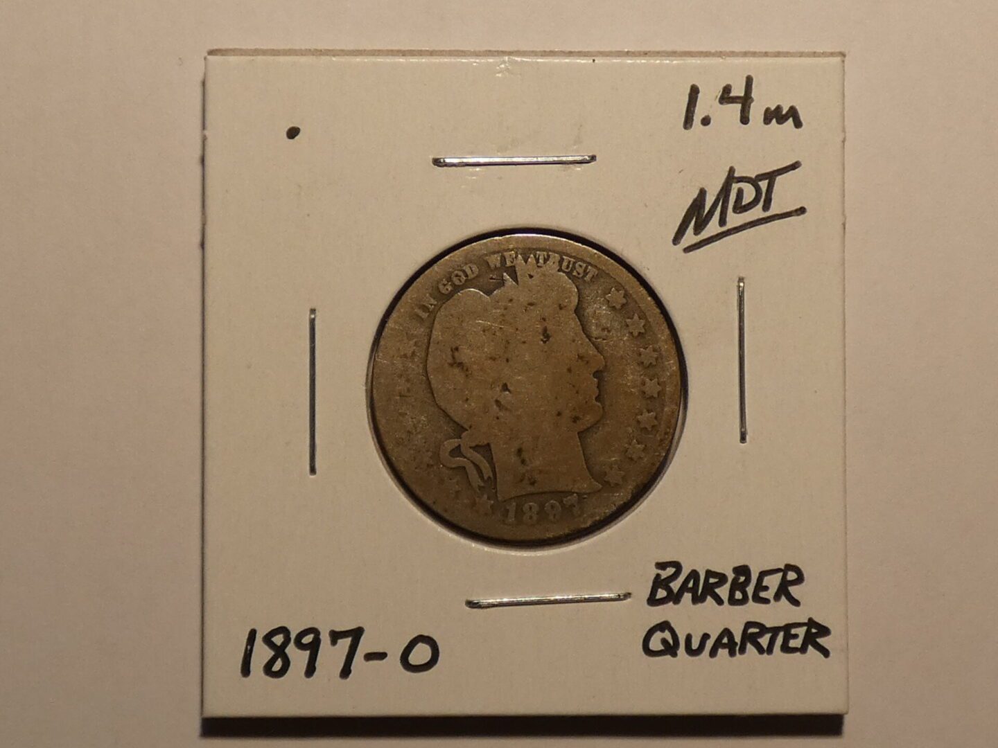 1897 Barber quarter coin obverse