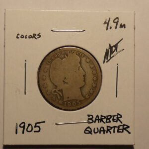 1905 Barber quarter coin obverse