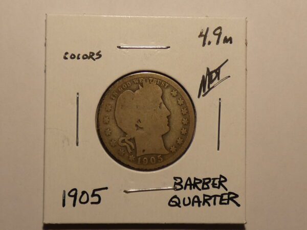 1905 Barber quarter coin obverse