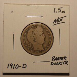 1910-D Barber quarter coin.