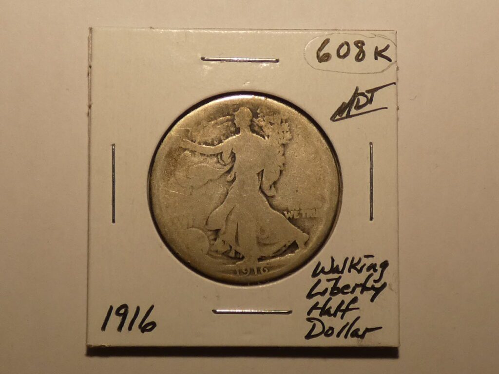 1916 Walking Liberty Half Dollar coin.