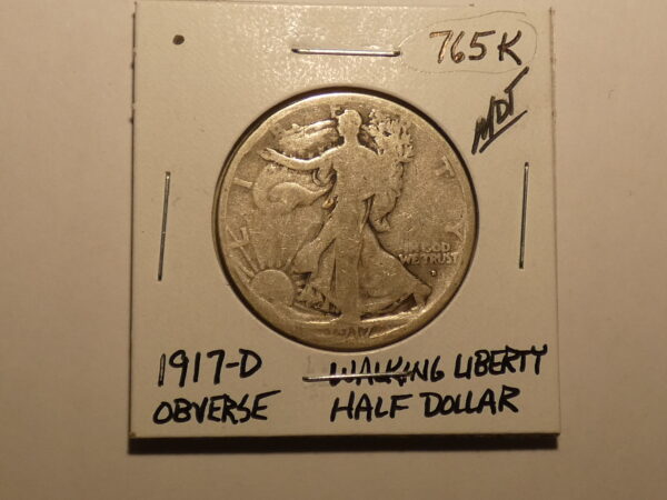 1917-D Walking Liberty Half Dollar obverse.