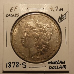 1878-S Morgan silver dollar coin.