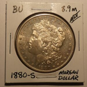 1880-S Morgan silver dollar coin.