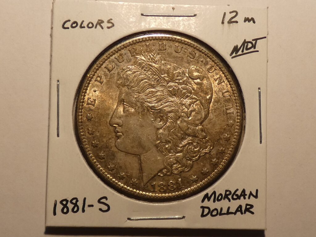 1881-S Morgan silver dollar coin.