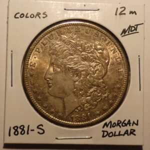 1881-S Morgan silver dollar coin.