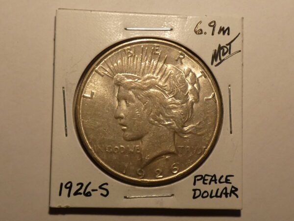 1926-S Peace Dollar silver coin.