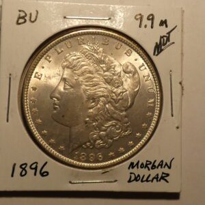 1896 Morgan Silver Dollar coin.