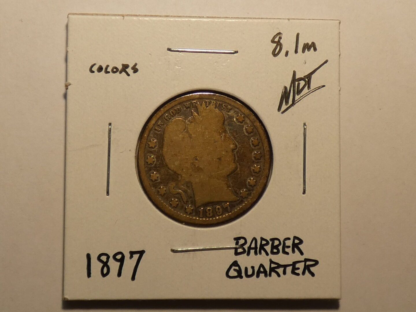 1897 Barber quarter coin obverse