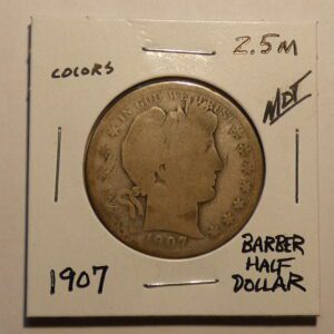 1907 Barber half dollar coin.