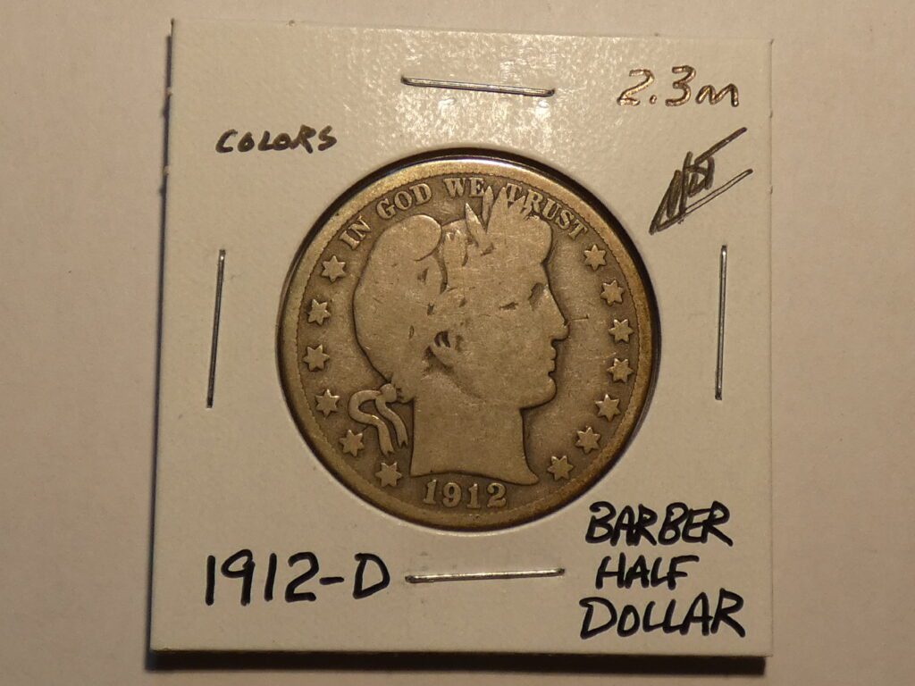 1912-D Barber half dollar coin.