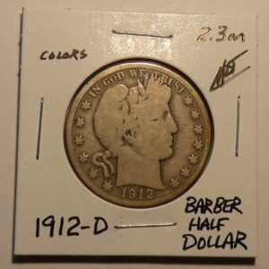 1912-D Barber half dollar coin.