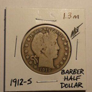 1912-S Barber half dollar coin.