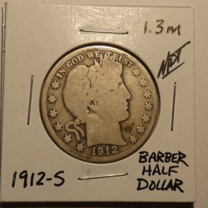 1912-S Barber half dollar coin.