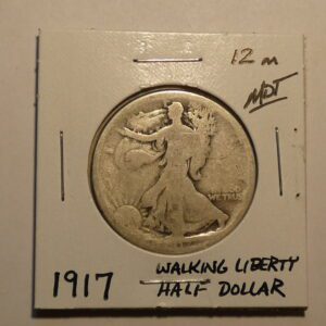 1917 Walking Liberty half dollar coin.