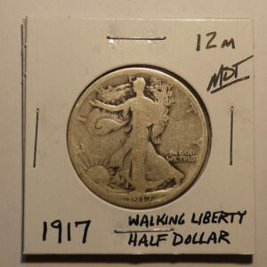 1917 Walking Liberty half dollar coin.