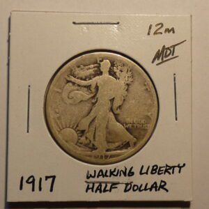 1917 Walking Liberty half dollar coin.