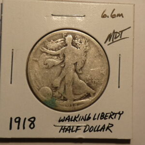 1918 Walking Liberty Half Dollar coin.