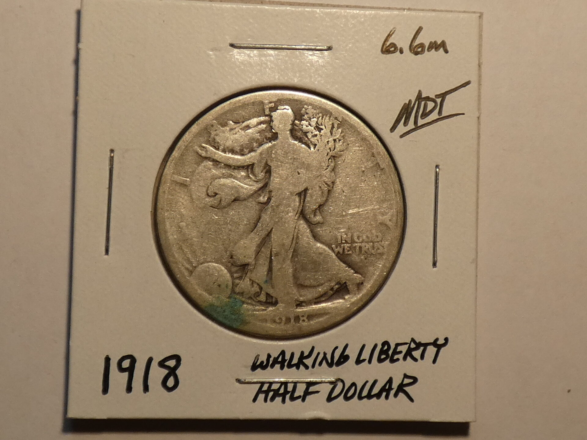 1918 Walking Liberty Half Dollar coin.