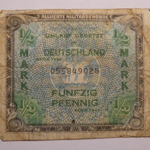 German half pfennig banknote, 1948.