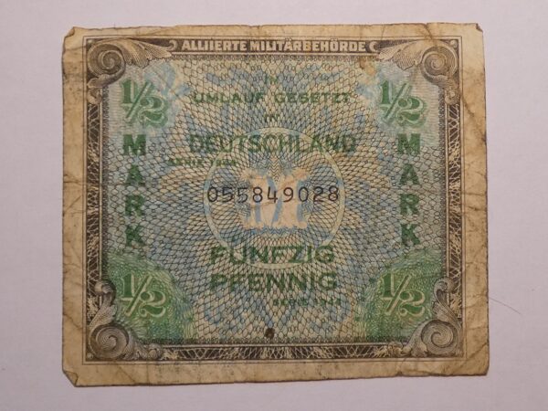 German half pfennig banknote, 1948.