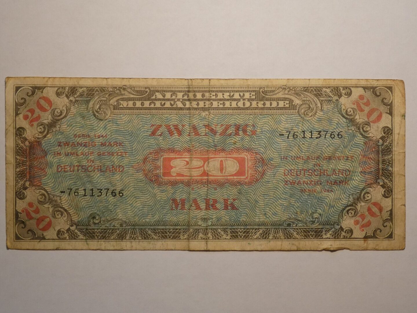 Twenty Mark German banknote from 1923.