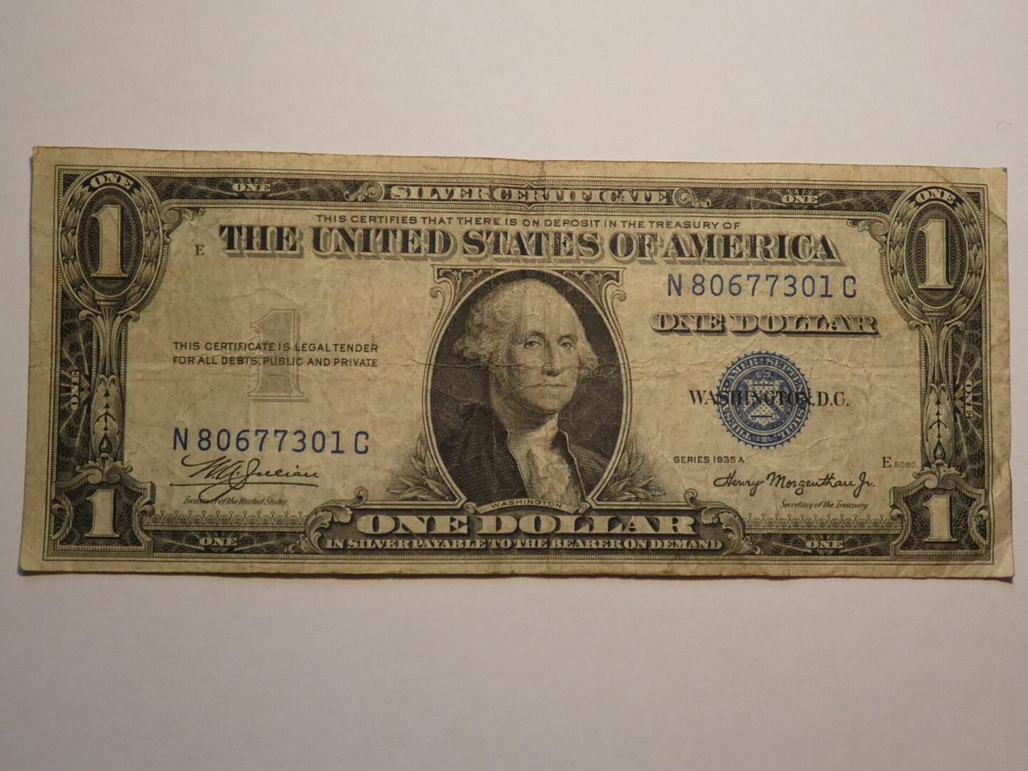 One dollar silver certificate, 1935 A.