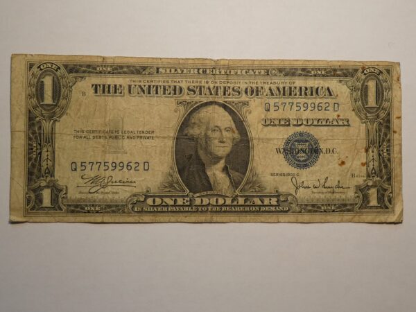 One dollar silver certificate, 1935 series.