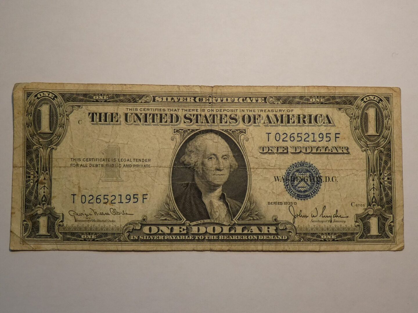 One dollar bill, United States of America.