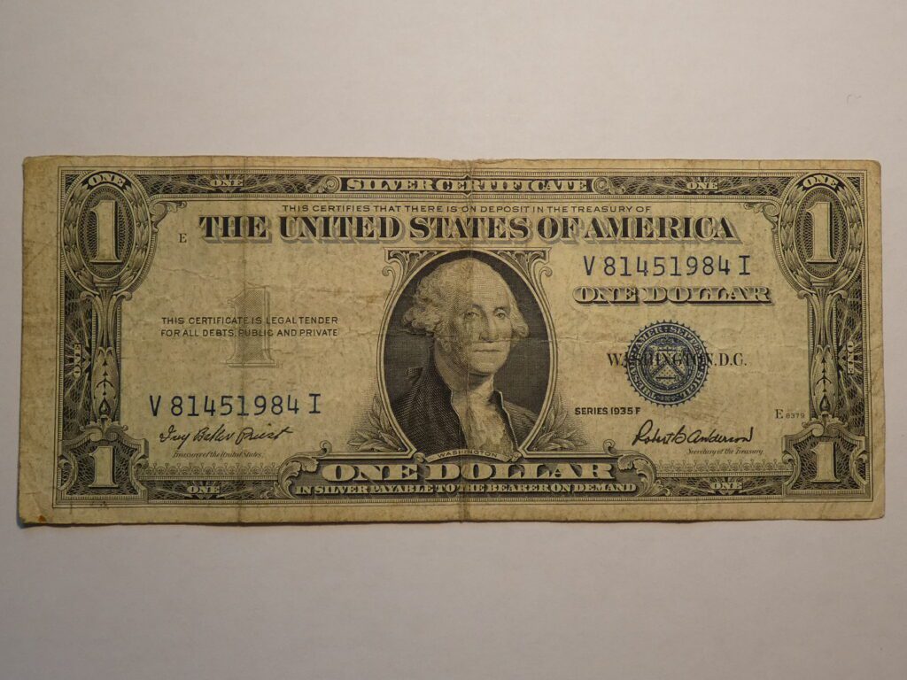 One dollar silver certificate, 1935.