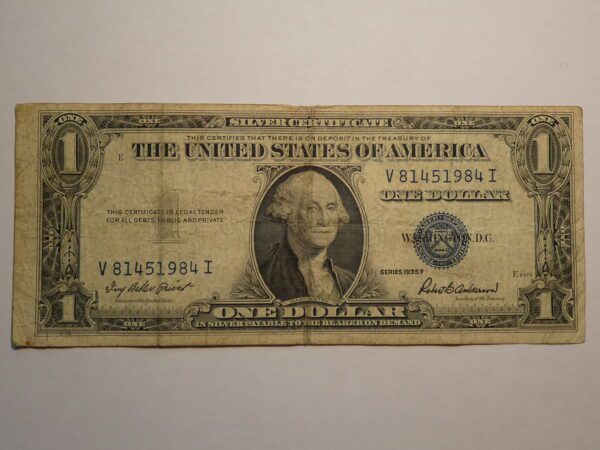 One dollar silver certificate, 1935.