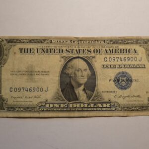 One dollar silver certificate, George Washington portrait.