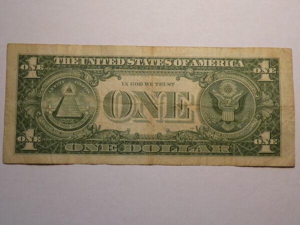 US one dollar bill, front side.