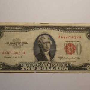 Two dollar bill featuring Thomas Jefferson.