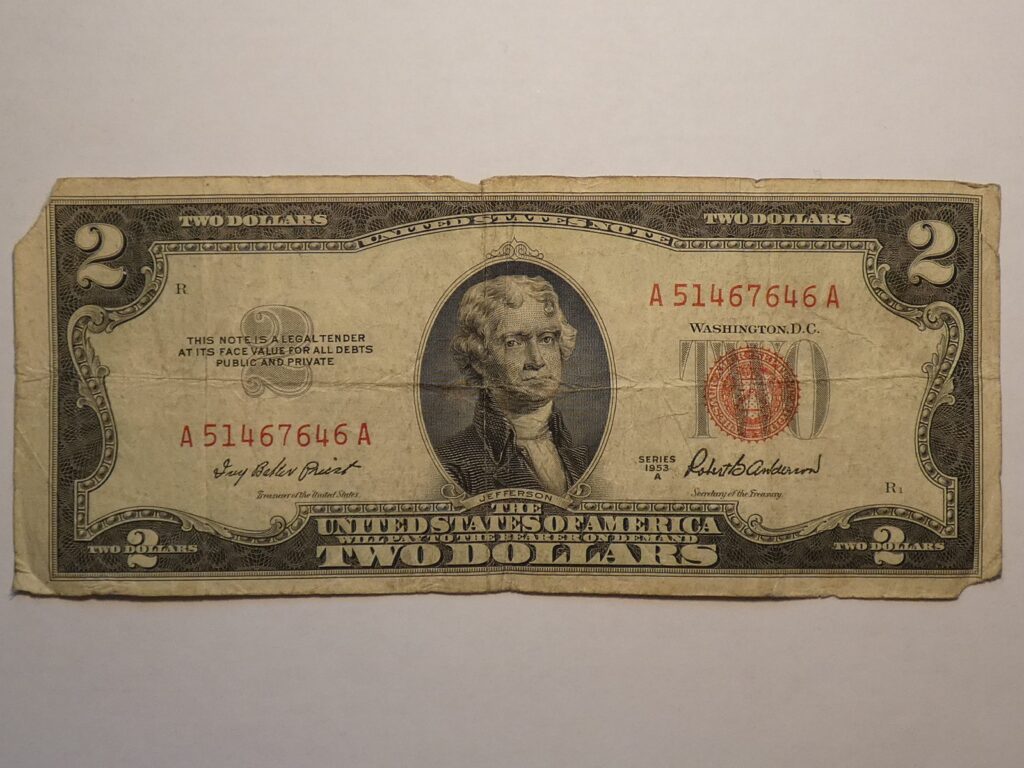 Two dollar bill, United States, 1953 series.