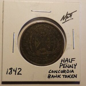 1842 Concordia Bank Token Half Penny