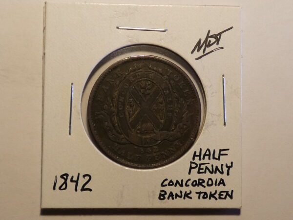 1842 Concordia Bank Token Half Penny