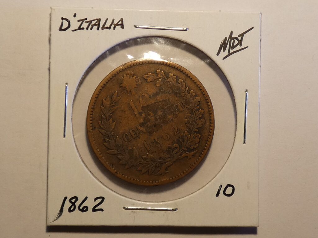 1862 Italy Vittorio Emanuel II 10 Centesimi