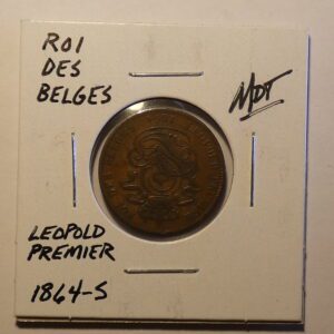 1864S Belgium Leopold Premier 2 Cents