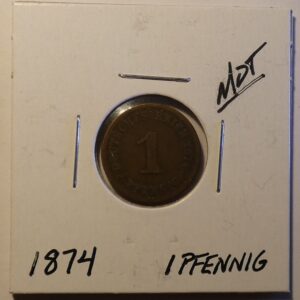 1874 German 1 Pfennig coin.